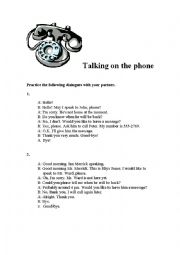 English Worksheet: Talking on the phone