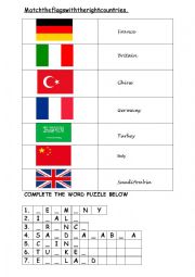 English Worksheet: COUNTRIES