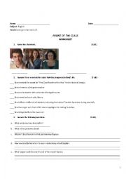 Front of the Class (Movie Worksheet)