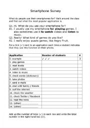 English Worksheet: Smartphone Survey