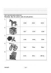 English Worksheet: long vowels