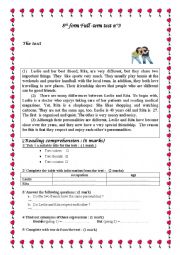 English Worksheet: 8th form end of term number 3