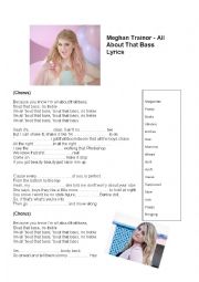 English Worksheet: All about that bass, Meghan Trainor