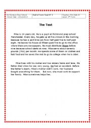English Worksheet: end of term test N 1