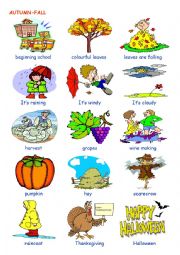 English Worksheet: Autumn bingo handout