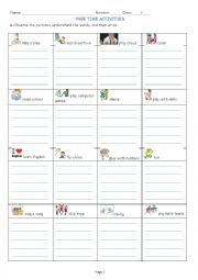 English Worksheet: Free time activities