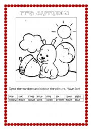 English Worksheet: autumn colouring