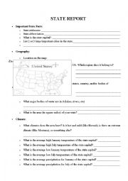 English Worksheet: State Report