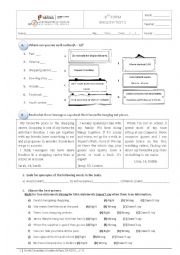 English Worksheet: Teens Hang Out Places - test 1-B
