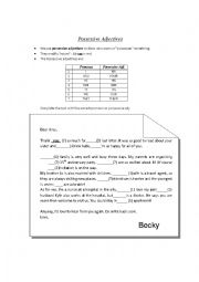 English Worksheet: Possessive Adjectives