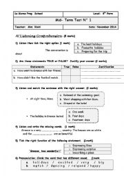 English Worksheet: Mid-Term Test N1