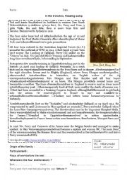 English Worksheet: WWI reading comp
