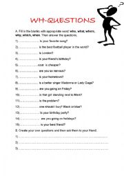 English Worksheet: WH- questions