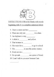 English Worksheet: The Vocabulary test for the Alphabet 