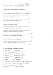 English Worksheet: a worksheet for 6th grades 