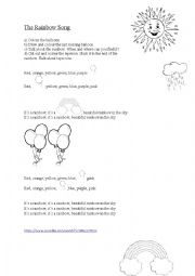 English Worksheet: colours - rainbow song
