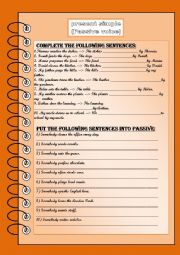 English Worksheet: passive voice present simple