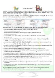 English Worksheet: TV Programmes