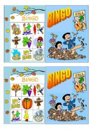 English Worksheet: autumn bingo cards part 1