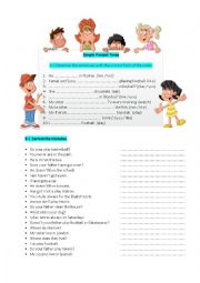 English Worksheet: Simple Present Tense ( Reorder-Correct Form-Correct Mistakes)