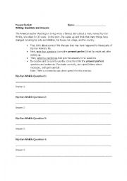 English Worksheet: Present Perfect Writing: Questions and Answers 