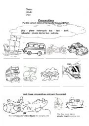 English Worksheet: Comparatives - transports