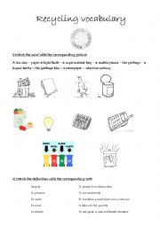 English Worksheet: Recycling vocabulary