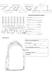 English Worksheet: School  objects