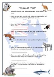 English Worksheet: Aussie fauna