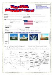 English Worksheet: Webquest THE USA