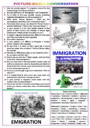 English Worksheet: Picture-based conversation - Topic 82 : immigration vs emigration.