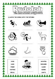 English Worksheet: Rudolf the red nosed reindeer LYRICS