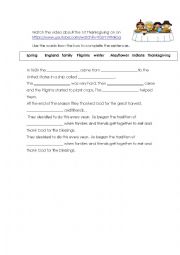 English Worksheet: The Story Of Thanksgiving