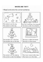 English Worksheet: prepositions of place (Christmas)