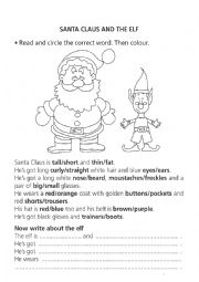 English Worksheet: Santa Claus and the elf