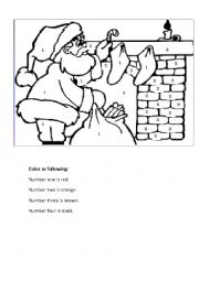 English Worksheet: Santa to color