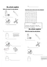 English Worksheet: School supplies