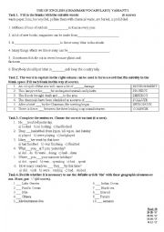 English Worksheet: Lexis and Grammar complex exercises