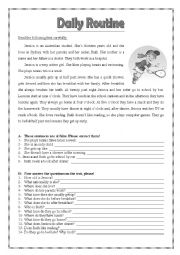 English Worksheet: Daily Routine