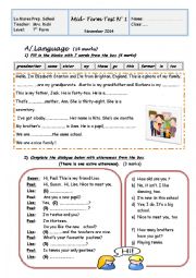 English Worksheet: Mid-Term Test N1