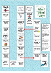 English Worksheet: Board Game: What When Why