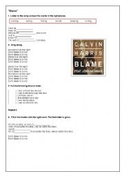 English Worksheet: Blame by Calvin Harrisfeat. Jonh Newman