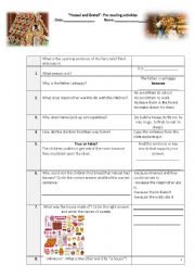 Hansel and Gretel worksheet