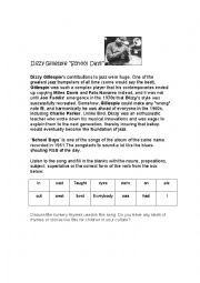 English Worksheet: Song exercise: School Days, Dizzy Gillespie