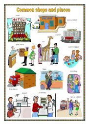 English Worksheet: Common shops and places 1.