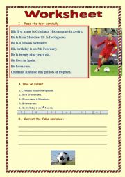 English Worksheet: Cristiano Ronaldo