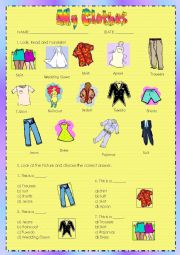 English Worksheet: EXERCISE ABOUT CLOTHES