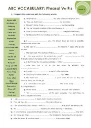 English Worksheet: ABC VOCABULARY: Phrasal verbs Week 3