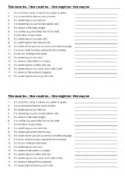 English Worksheet: make a guess with might, could, may...