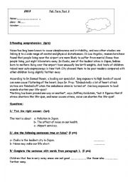 English Worksheet: end of term test 2 9th form